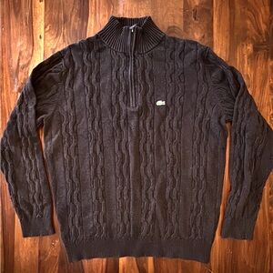 Lacoste Men's Brown Zip-Up Sweater